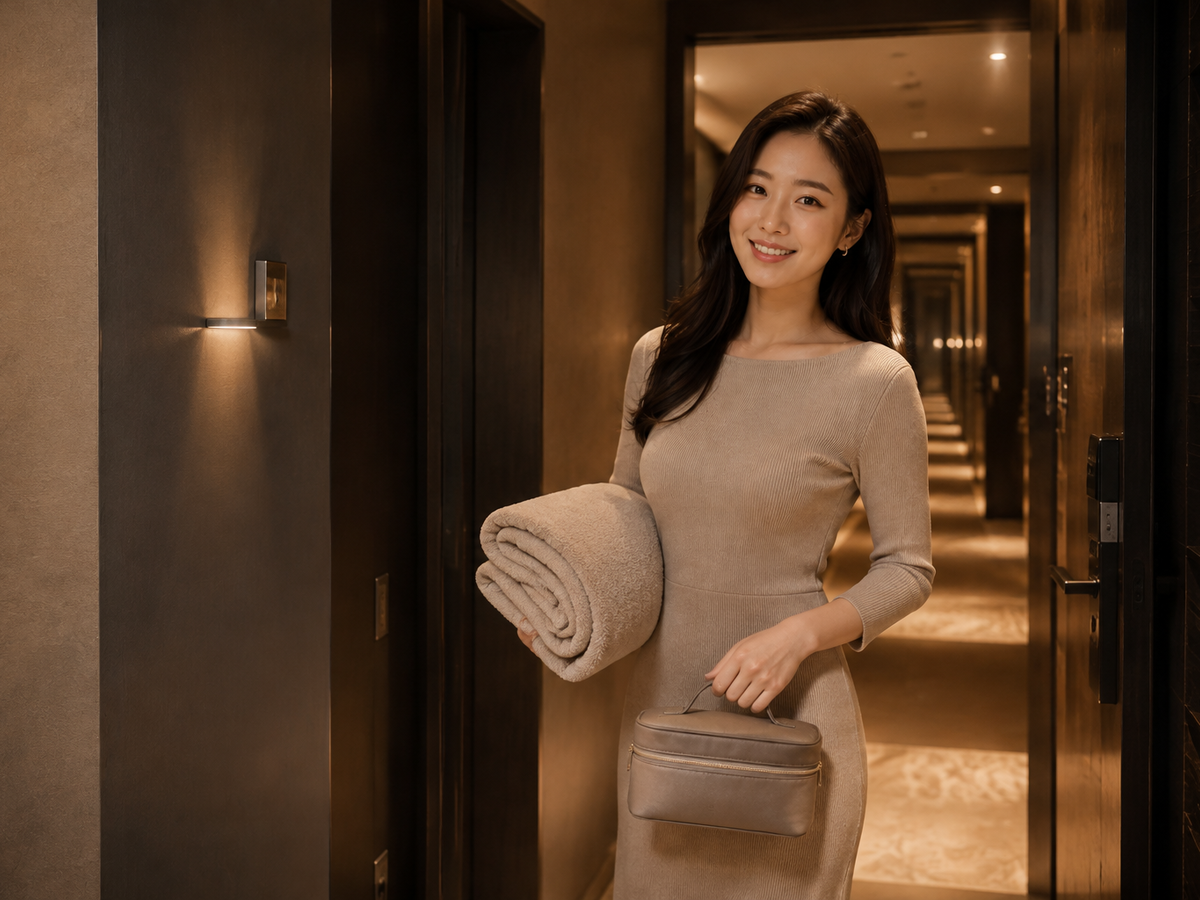성남 판교 방문 홈케어 일정을 준비하는 젊은 성인 한국 여성 관리사